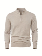 Men's Knit Zip-Front Sweater - Warm Thick Pullover for Cold Weather