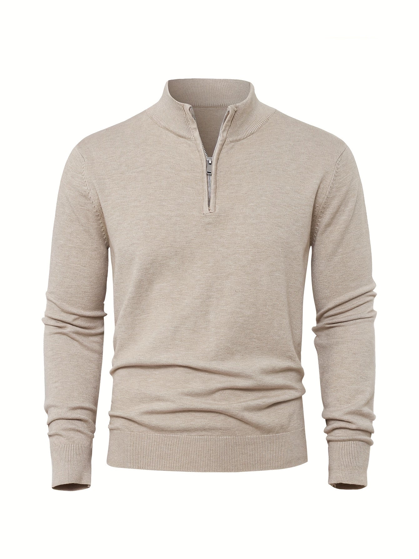 Men's Knit Zip-Front Sweater - Warm Thick Pullover for Cold Weather