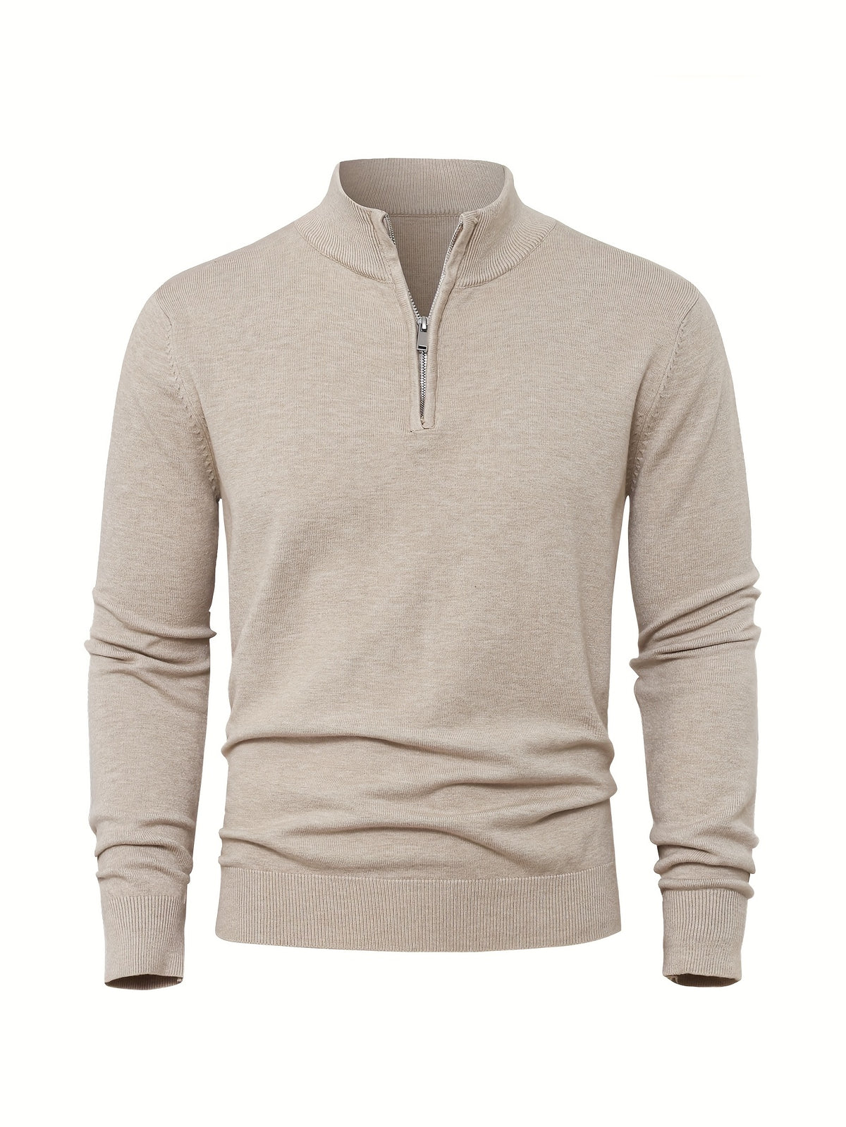 Men's Knit Zip-Front Sweater - Warm Thick Pullover for Cold Weather