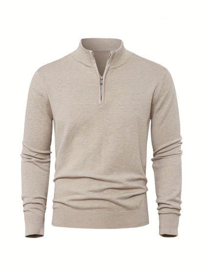 Men's Knit Zip-Front Sweater - Warm Thick Pullover for Cold Weather