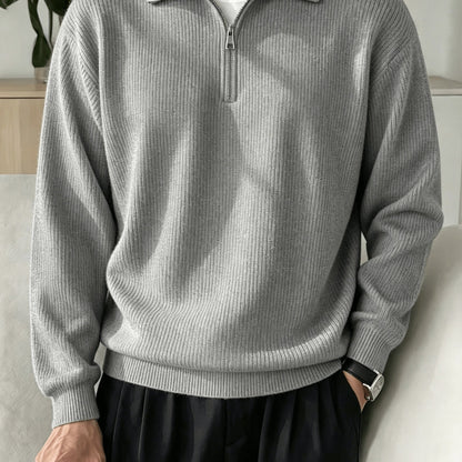 Men's Half-Zip Knit Sweater, Comfortable Casual Pullover for Autumn Wear