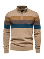 Men's Striped Knit Sweater, Soft Viscose Blend, Warm Casual Top