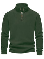 Refined Fleece Henley Sweater with Stand-Up Collar for Men