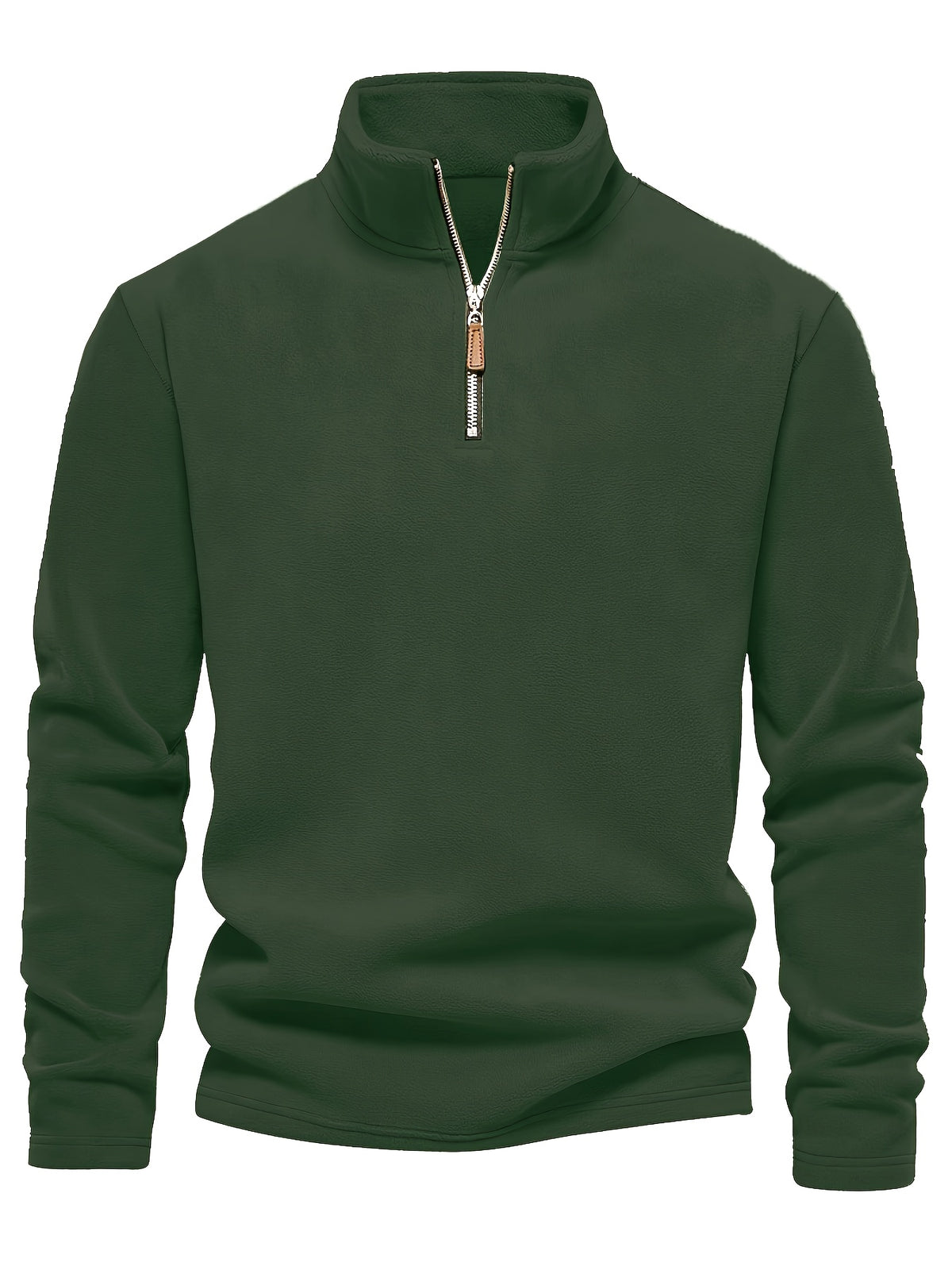 Refined Fleece Henley Sweater with Stand-Up Collar for Men