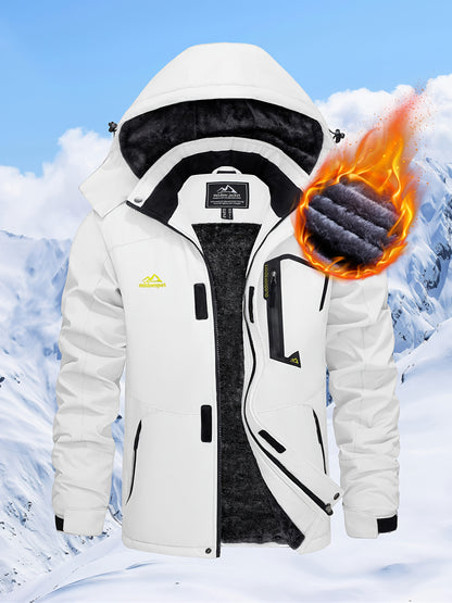Men's Hooded Winter Fleece Lined Jacket for Outdoor Activities