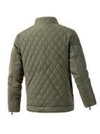 Men's Casual Diamond Pattern Stand-Up Collar Jacket in Polyester