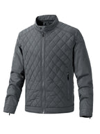 Men's Casual Diamond Pattern Stand-Up Collar Jacket in Polyester