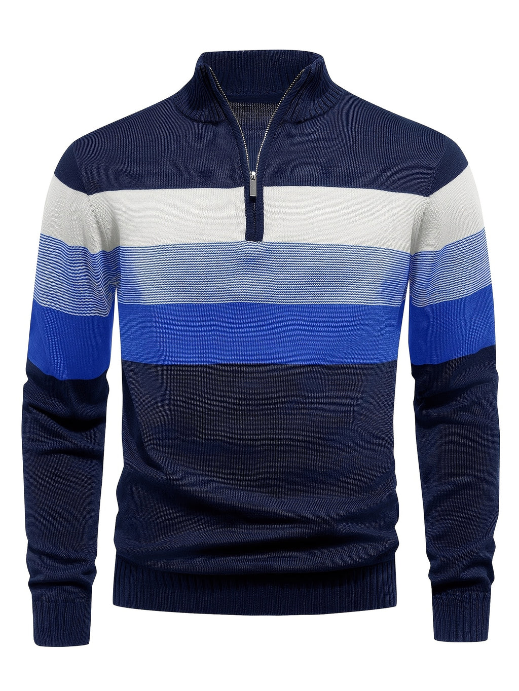 Men's Striped Knit Sweater, Soft Viscose Blend, Warm Casual Top
