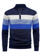 Men's Striped Knit Sweater, Soft Viscose Blend, Warm Casual Top