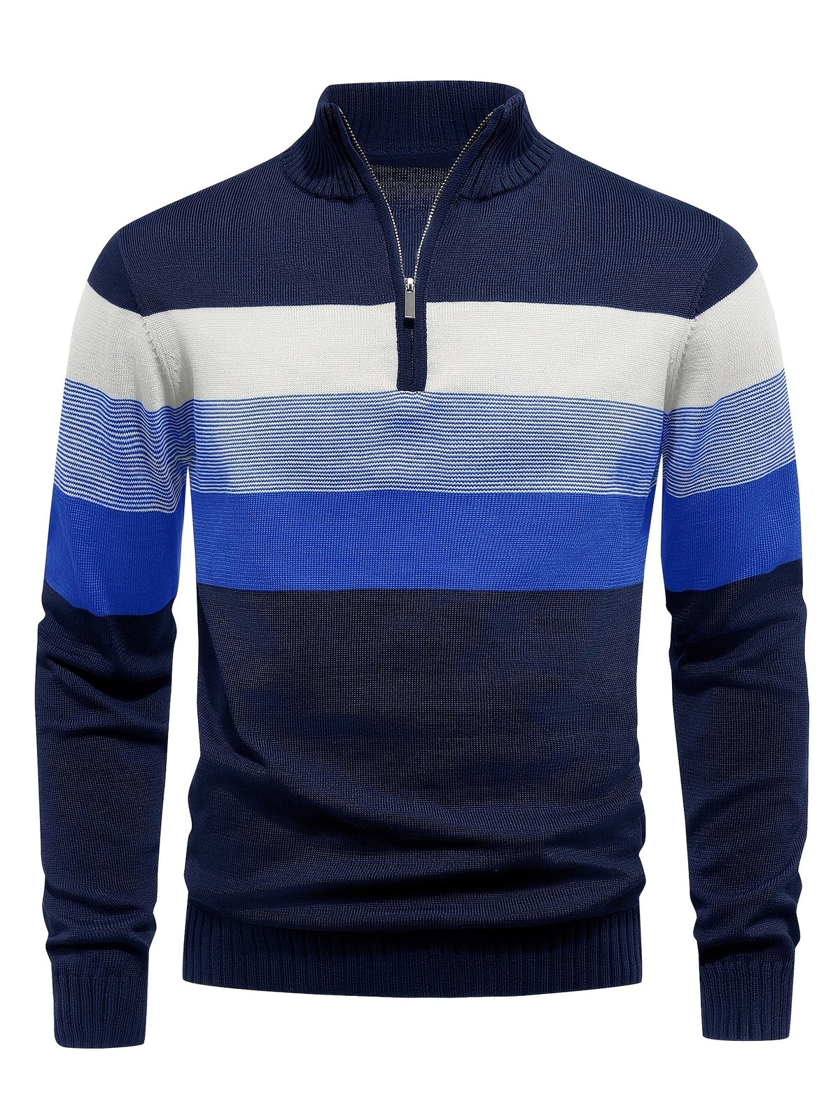 Men's Striped Knit Sweater, Soft Viscose Blend, Warm Casual Top