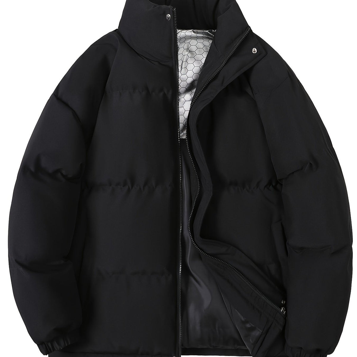 Autumn/Winter Men's Regular Fit Thickened Casual Solid Color Padded Coat, Men's Winter Warm Outerwear