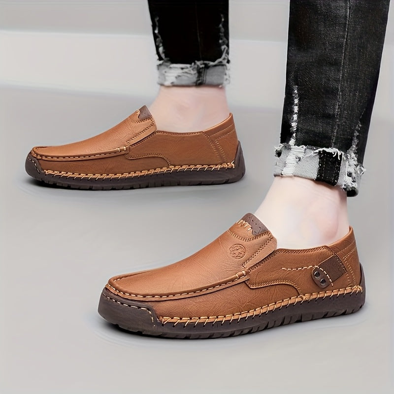 Men's Handmade Slip-On Sneakers - Comfortable Rubber Soles for All Seasons