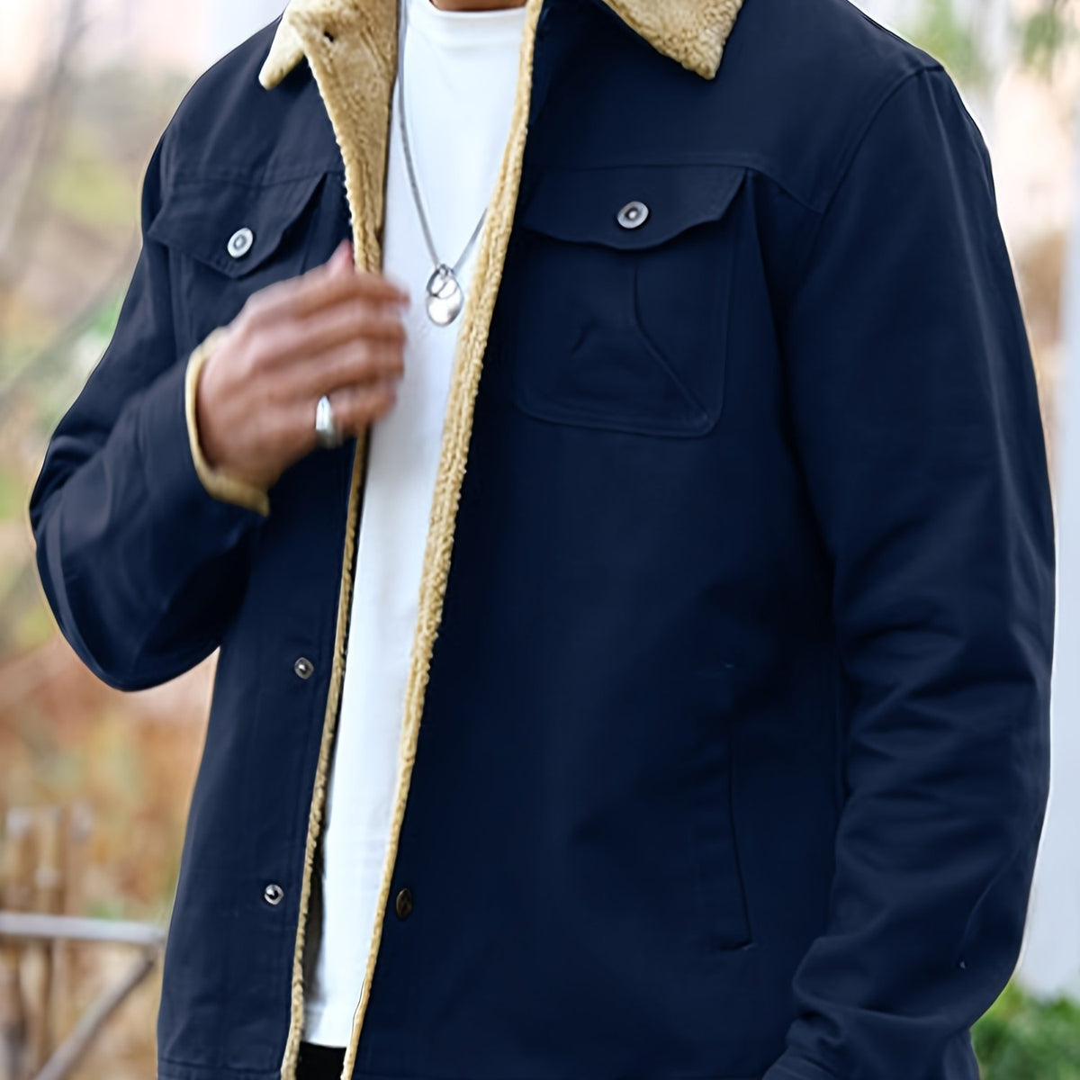 Men's Fleece-Lined Workwear Jacket for Warmth in Fall/Winter