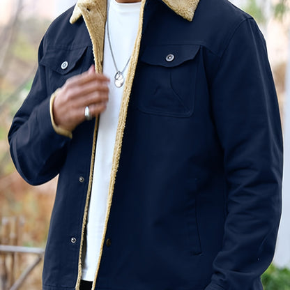 Men's Fleece-Lined Workwear Jacket for Warmth in Fall/Winter