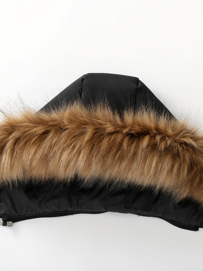 Women’s Quilted Puffer Jacket with Removable Hood, Warm Winter Coat