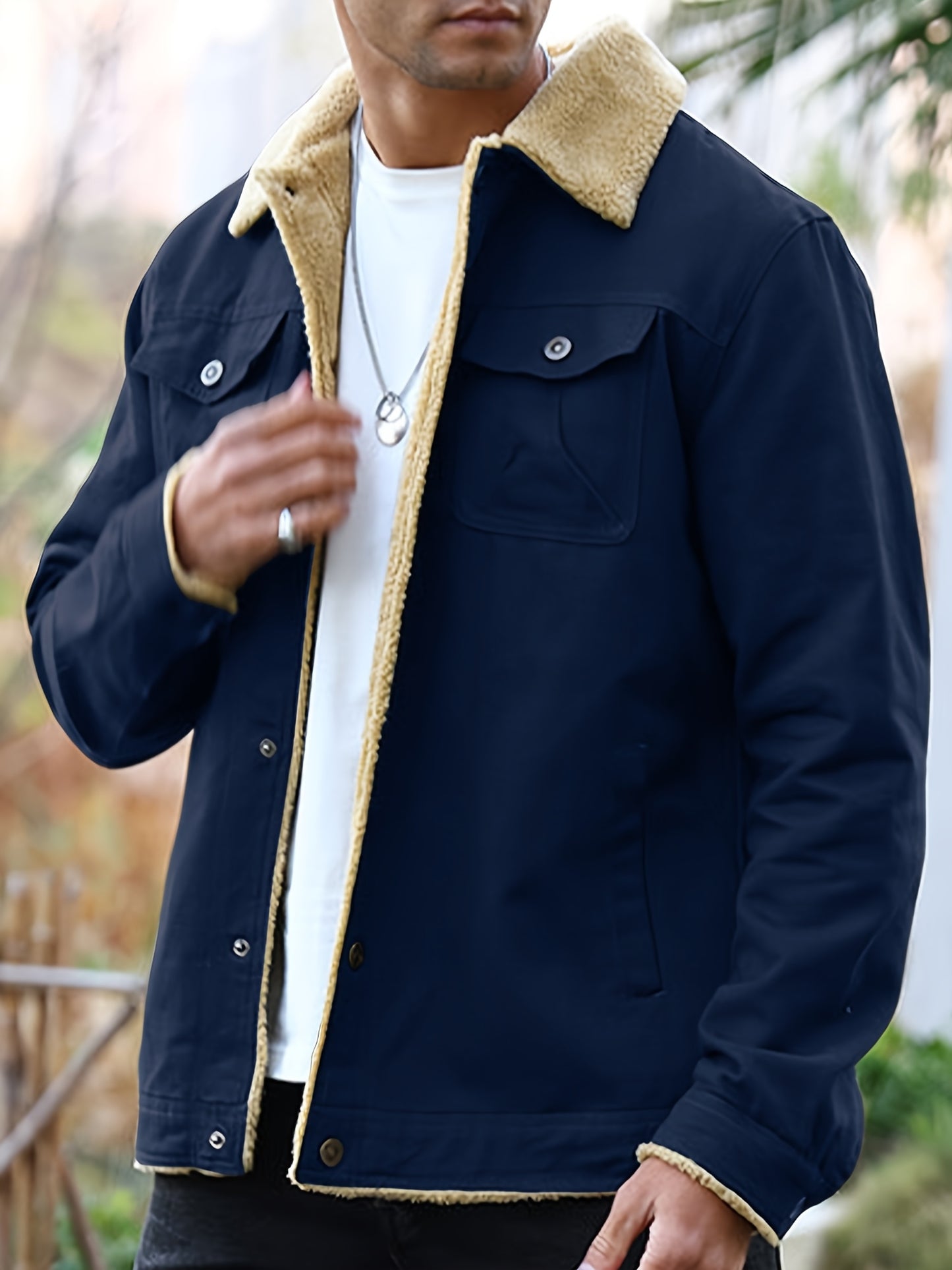 Men's Fleece-Lined Workwear Jacket for Warmth in Fall/Winter