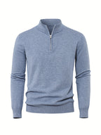 Men's Knit Zip-Front Sweater - Warm Thick Pullover for Cold Weather