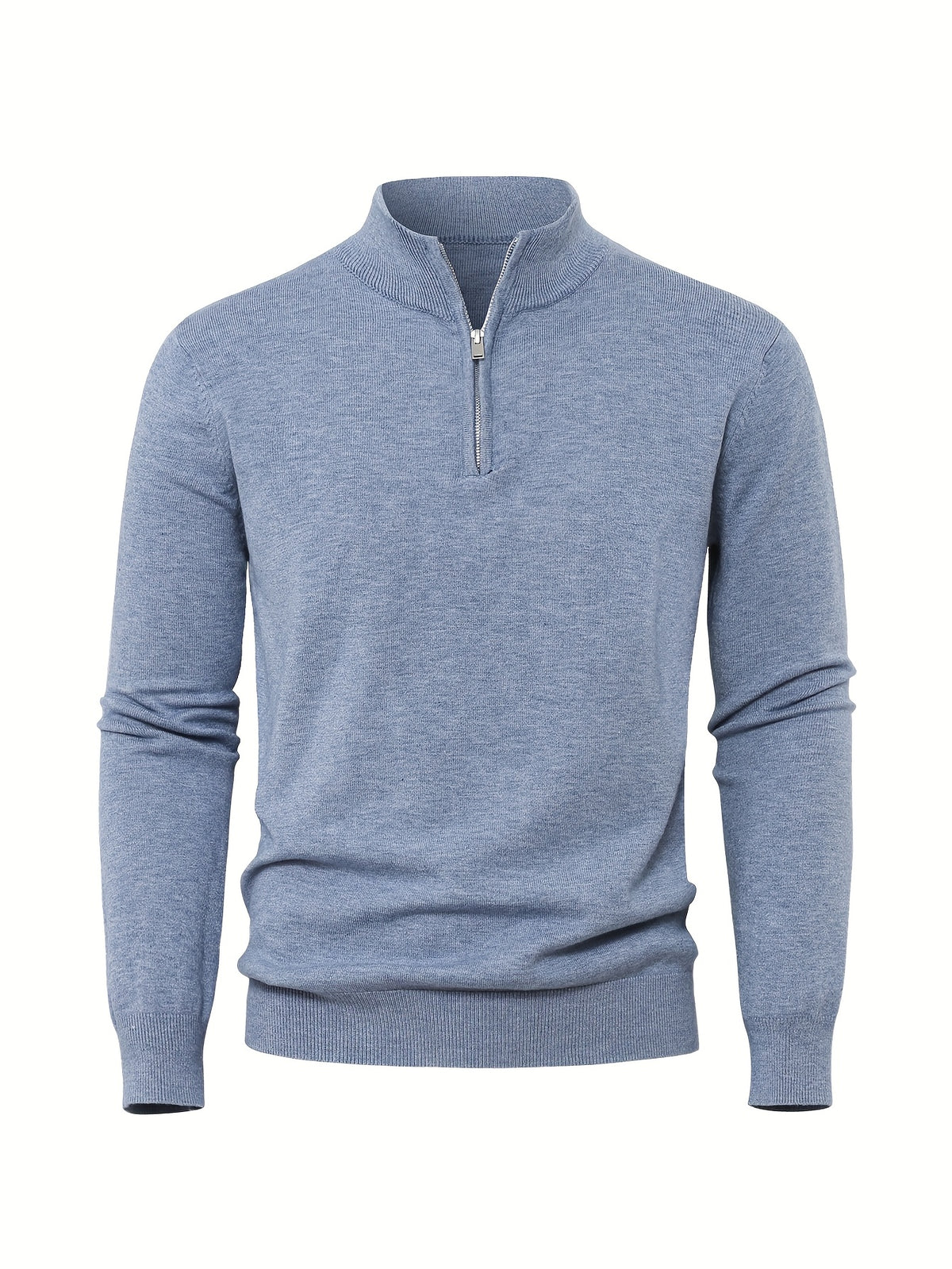 Men's Knit Zip-Front Sweater - Warm Thick Pullover for Cold Weather