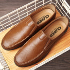 Men's Slip-On Casual Shoes - Genuine Leather, Soft Rubber Sole, Breathable