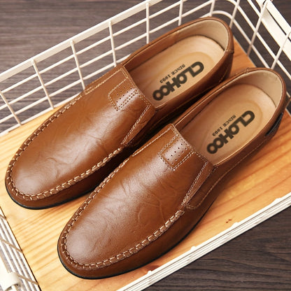 Men's Slip-On Casual Shoes - Genuine Leather, Soft Rubber Sole, Breathable