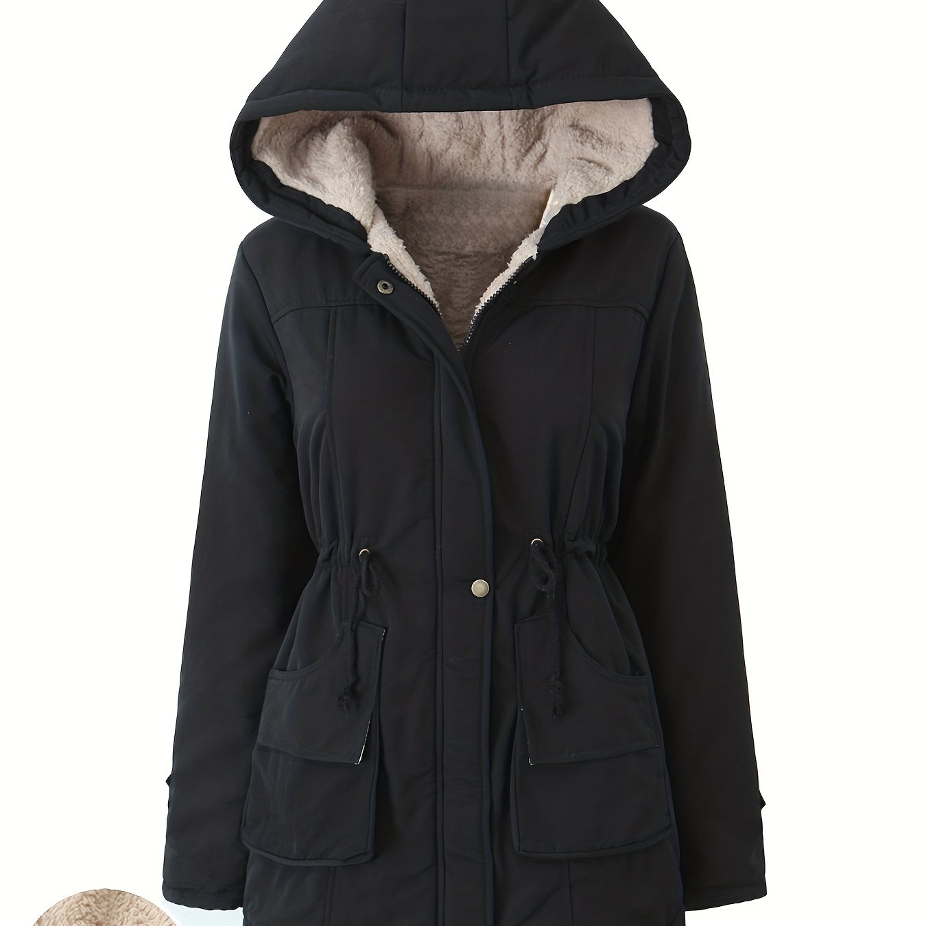 Women's Winter Hooded Parka Jacket - Heavy-Duty Cold Weather Coat