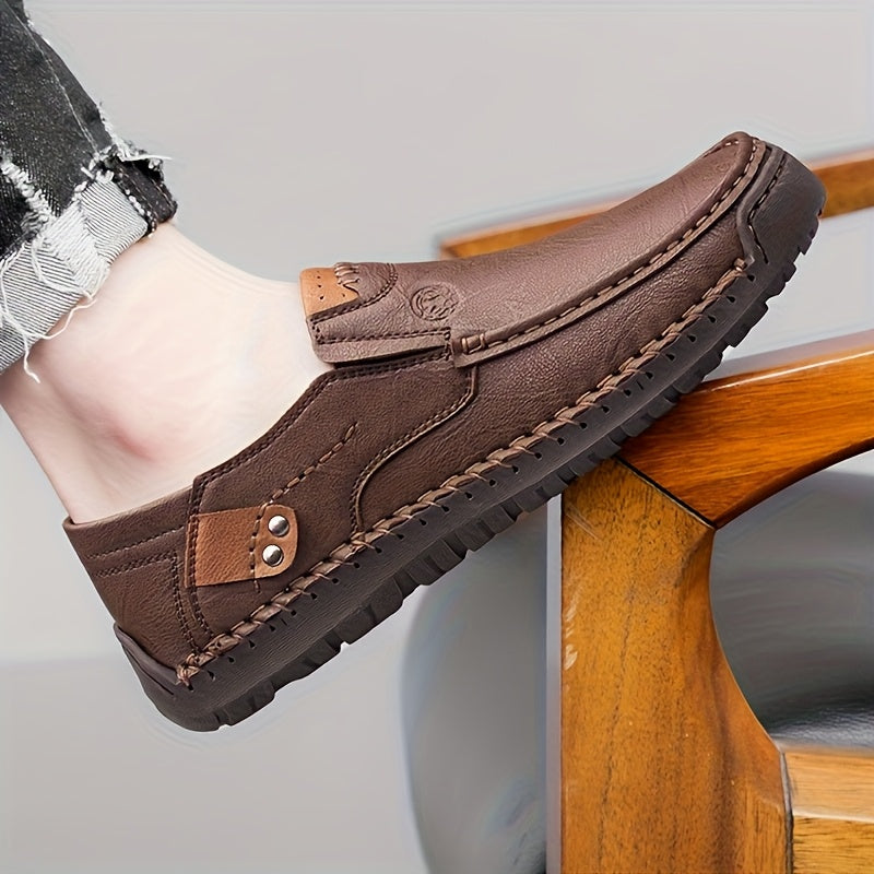 Men's Handmade Slip-On Sneakers - Comfortable Rubber Soles for All Seasons