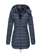 Womens Slim Quilted Hooded Winter Puffer Coat for Insulated Warmth