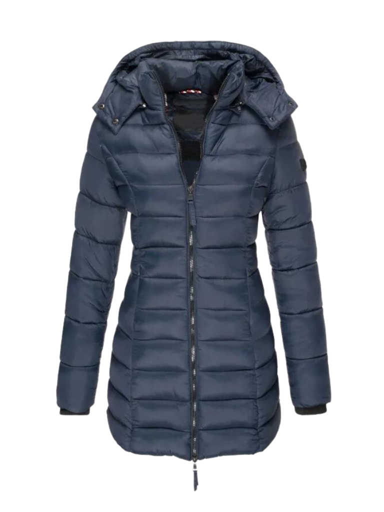 Womens Slim Quilted Hooded Winter Puffer Coat for Insulated Warmth