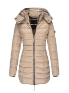 Womens Slim Quilted Hooded Winter Puffer Coat for Insulated Warmth