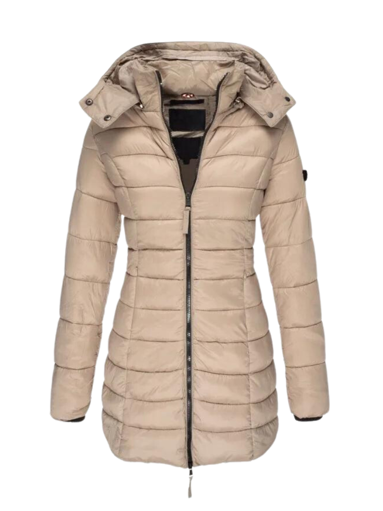 Womens Slim Quilted Hooded Winter Puffer Coat for Insulated Warmth