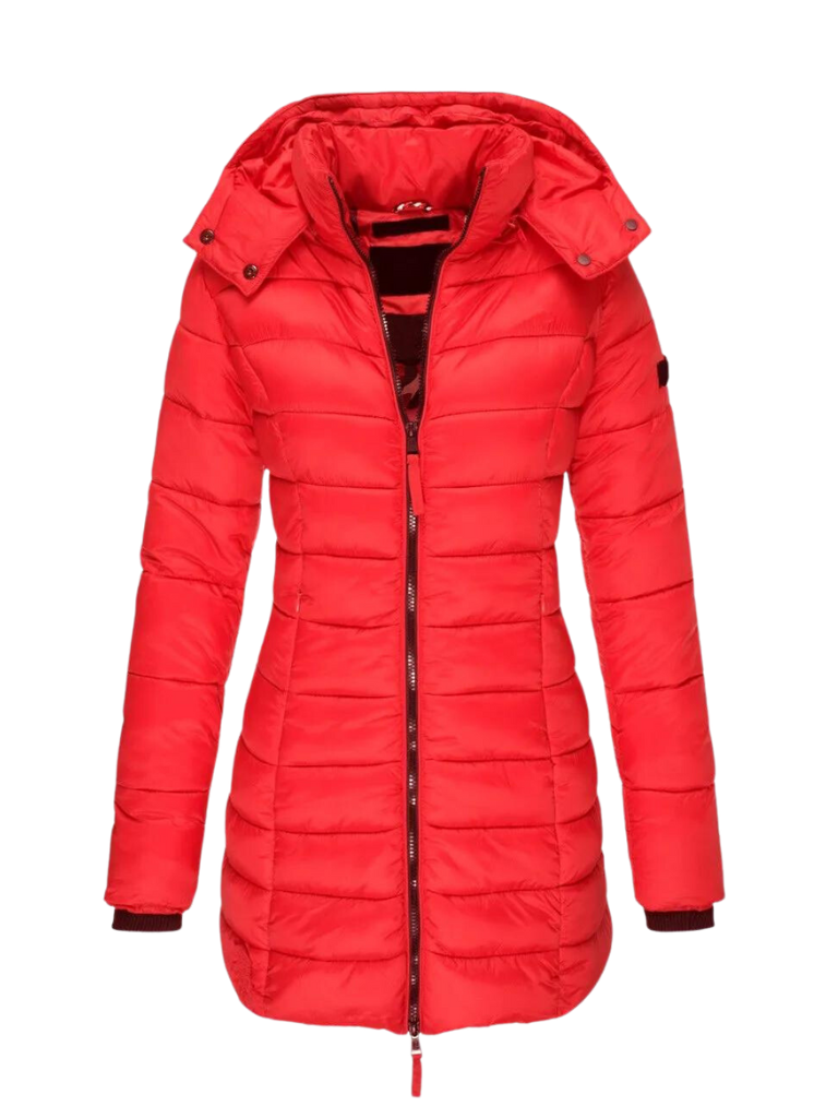Womens Slim Quilted Hooded Winter Puffer Coat for Insulated Warmth