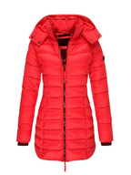 Womens Slim Quilted Hooded Winter Puffer Coat for Insulated Warmth