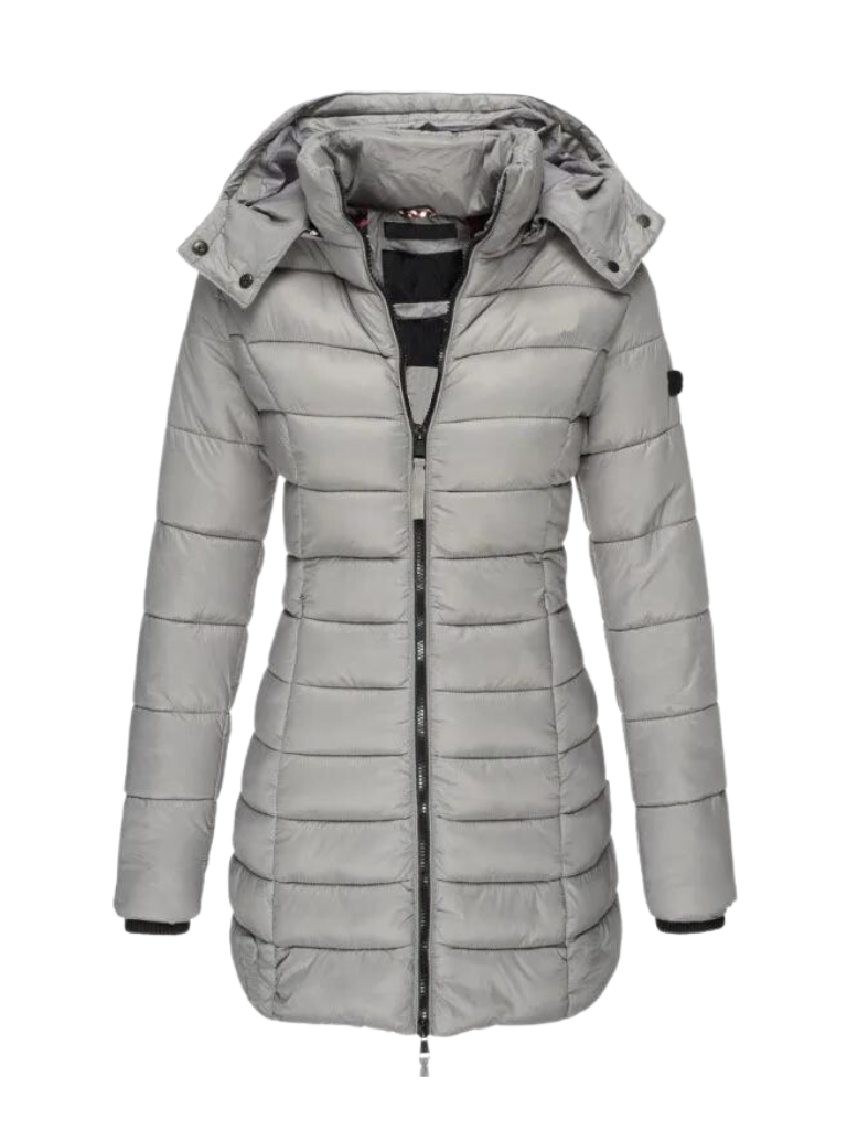 Womens Slim Quilted Hooded Winter Puffer Coat for Insulated Warmth