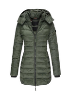 Womens Slim Quilted Hooded Winter Puffer Coat for Insulated Warmth
