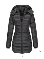 Womens Slim Quilted Hooded Winter Puffer Coat for Insulated Warmth