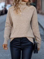Elegant High Neck Warm Pullover Sweater for Women