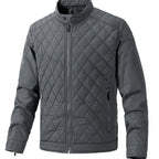 Men's Casual Diamond Pattern Stand-Up Collar Jacket in Polyester
