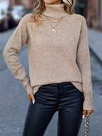 Elegant High Neck Warm Pullover Sweater for Women