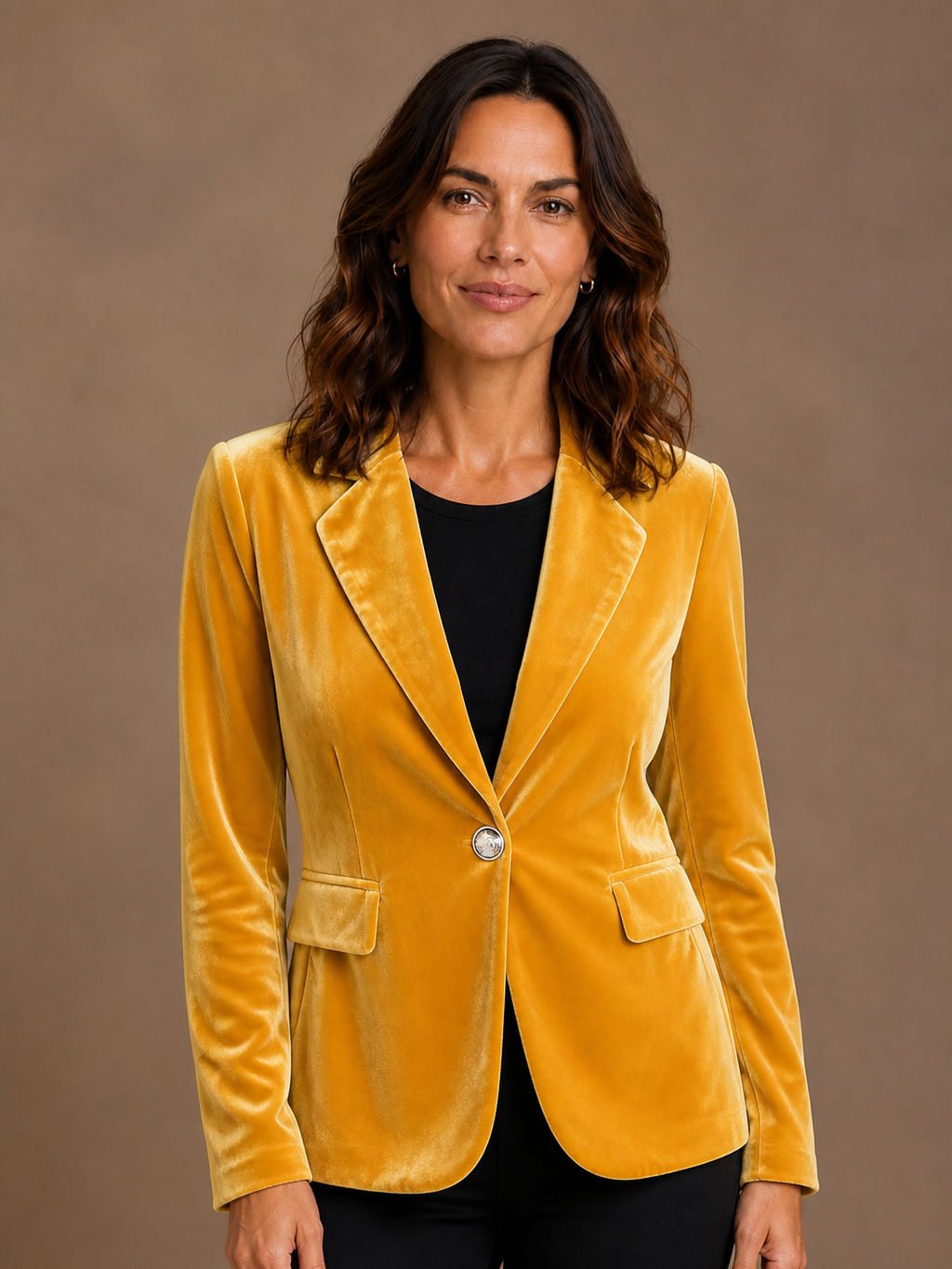 Women's Velvet Blazer with Fitted Notched Lapel