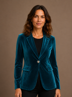Women's Velvet Blazer with Fitted Notched Lapel