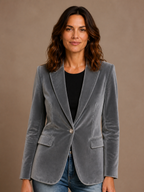 Women's Velvet Blazer with Fitted Notched Lapel