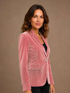 Women's Velvet Blazer with Fitted Notched Lapel