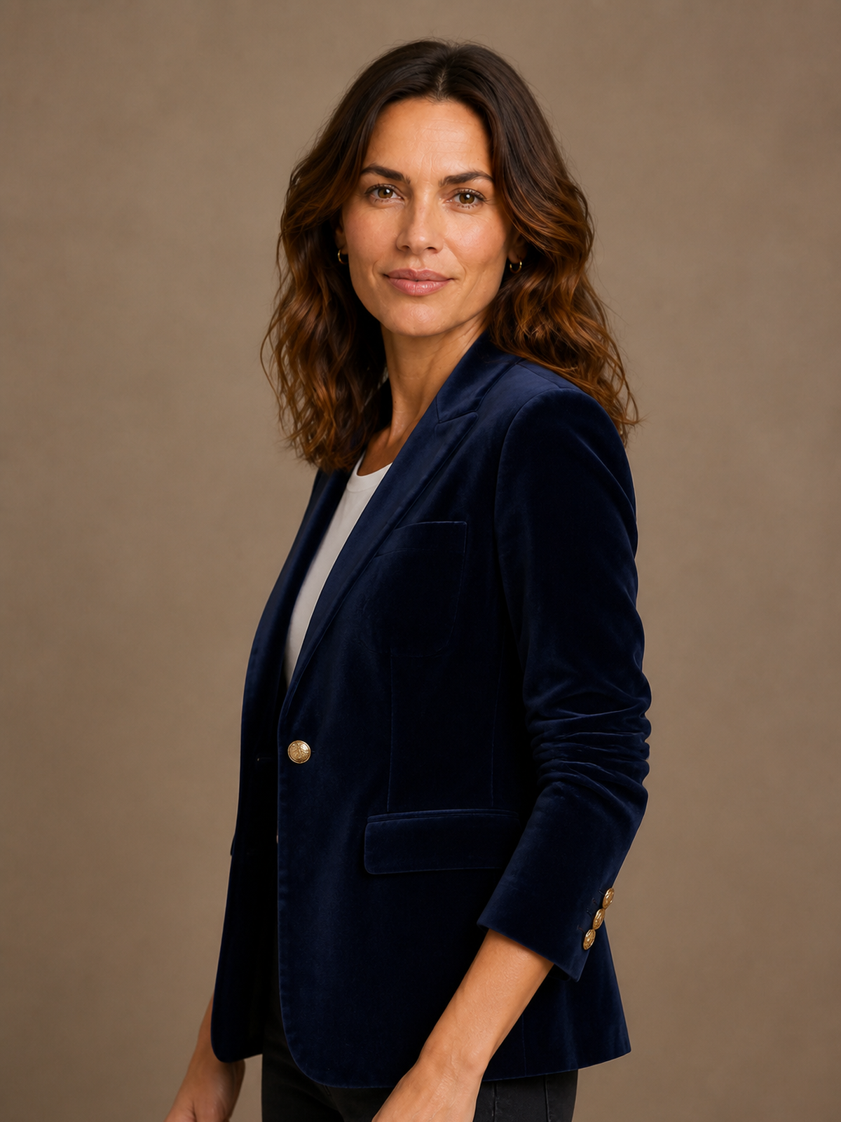 Women's Velvet Blazer with Fitted Notched Lapel