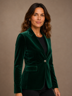 Women's Velvet Blazer with Fitted Notched Lapel