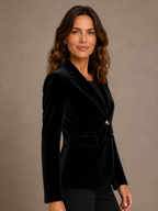 Women's Velvet Blazer with Fitted Notched Lapel