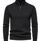 Men's Stand Collar Zipper Knit Pullover Sweater for Fall Comfort