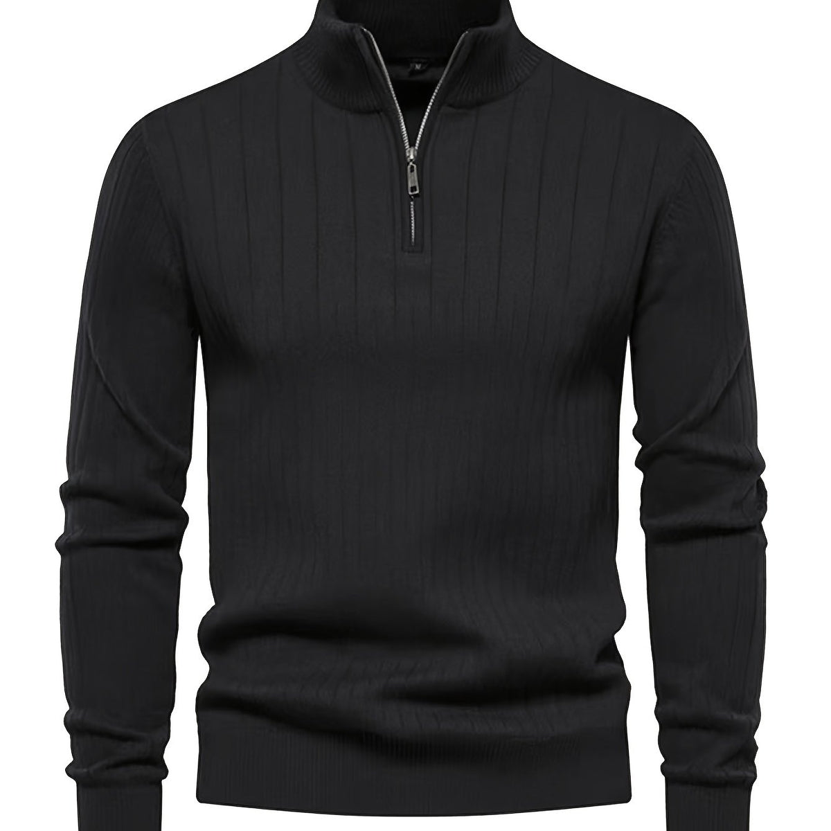 Men's Stand Collar Zipper Knit Pullover Sweater for Fall Comfort