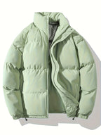 Autumn/Winter Men's Regular Fit Thickened Casual Solid Color Padded Coat, Men's Winter Warm Outerwear