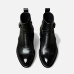 Men's Leather Jodhpur Slip-On Boots with Durable Rubber Outsole