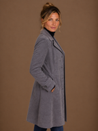 Women's Vintage Suede Longline Coat - Long Button Up Trench Jacket